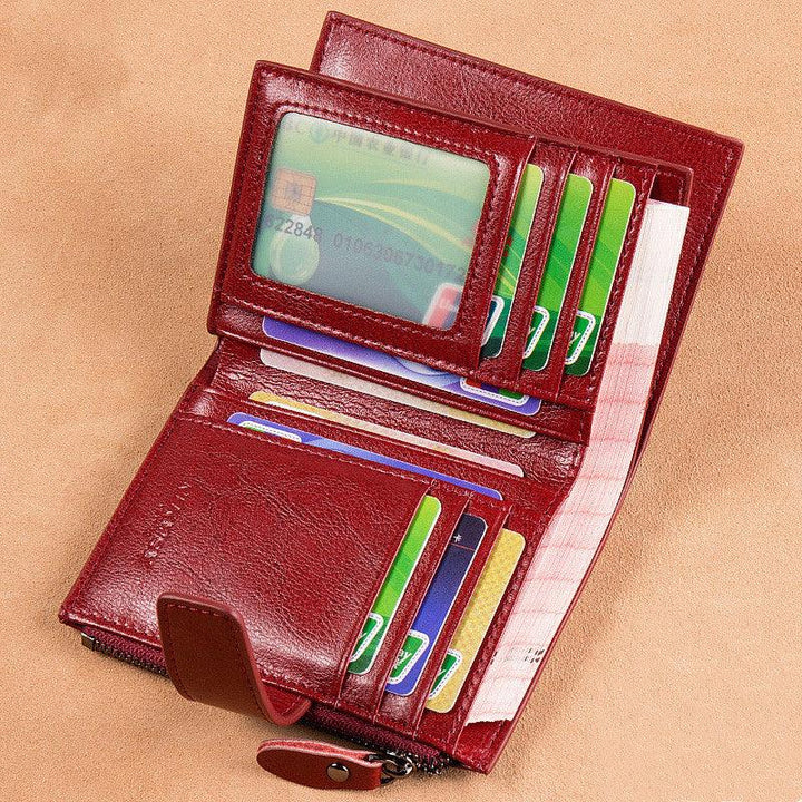 Women's leather card holder with leather buckle - MRSLM