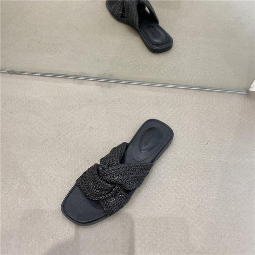 Women's cross strap rattan sandals - MRSLM