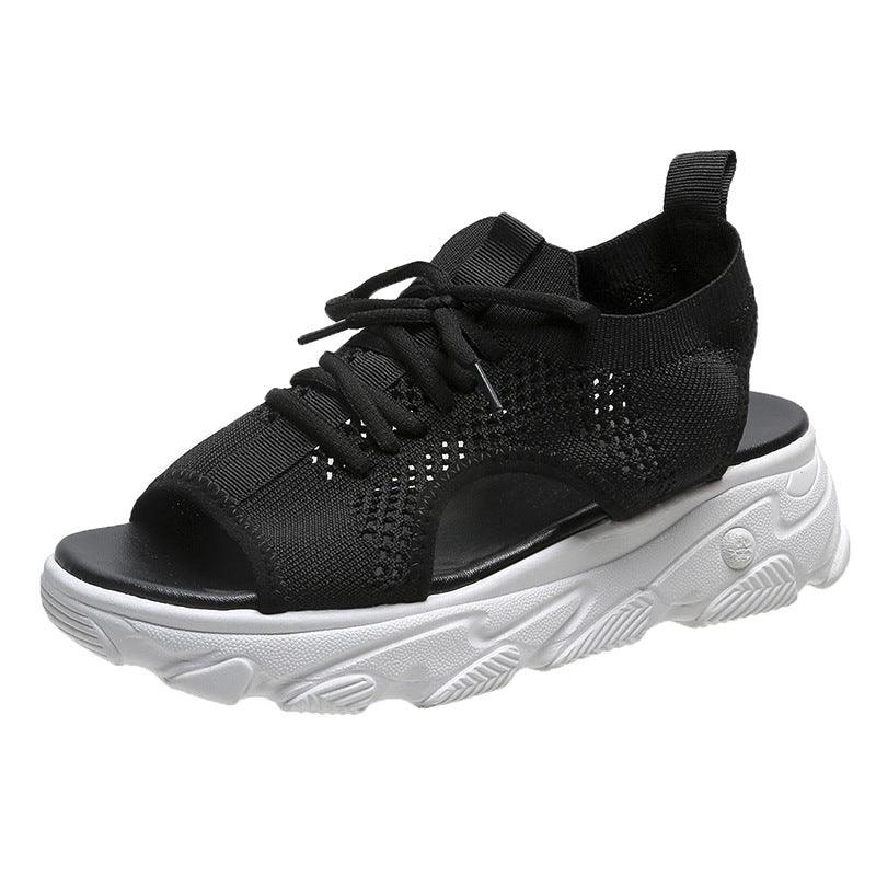 thick-bottomed mesh sport sandals for women, view 3 - MRSLM