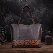 retro lychee leather shoulder bag, view 4 - MRSLM