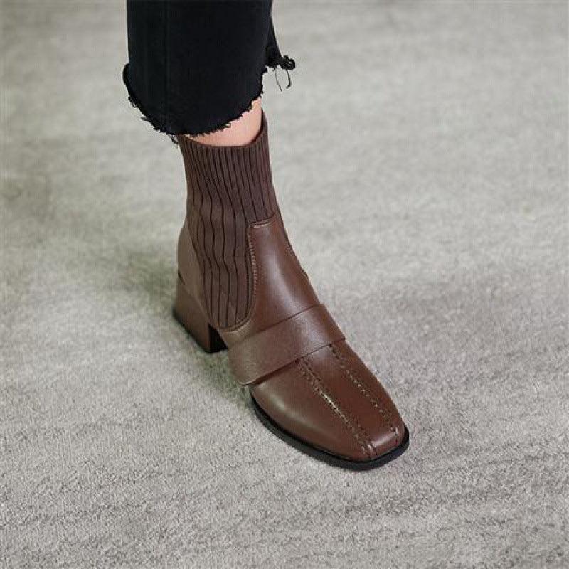 large square toe mid-heel shoes, view 3 - MRSLM