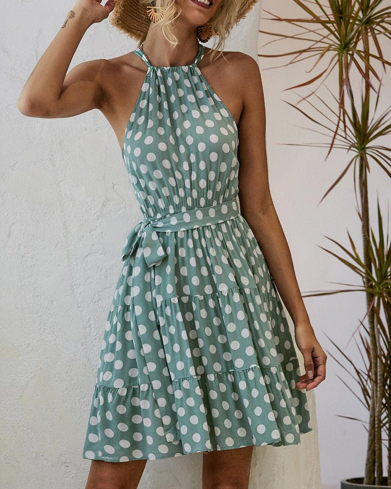 Women's polka dot print summer dress, view 4 - MRSLM