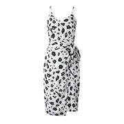 Women's printed split suspender chiffon dress, view 4 - MRSLM