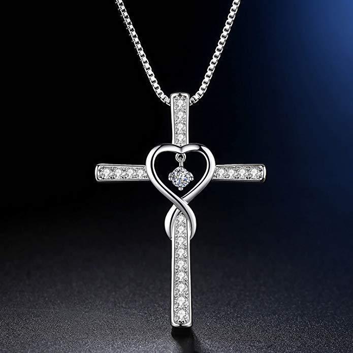 gold-plated zircon pendant necklace, view 4 - MRSLM