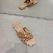 Women's cross strap rattan sandals, view 3 - MRSLM
