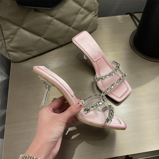 women's rhinestone strap high heel sandals, view 5 - MRSLM