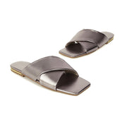 women's cross strap flat sandals, view 3 - MRSLM