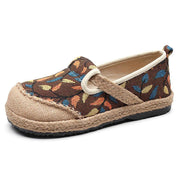 women's floral cotton linen flat shoes, view 3 - MRSLM