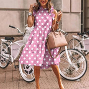 Women's printed round neck dress, view 7 - MRSLM