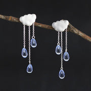 cloud fringed crystal teardrop earrings, view 2 - MRSLM