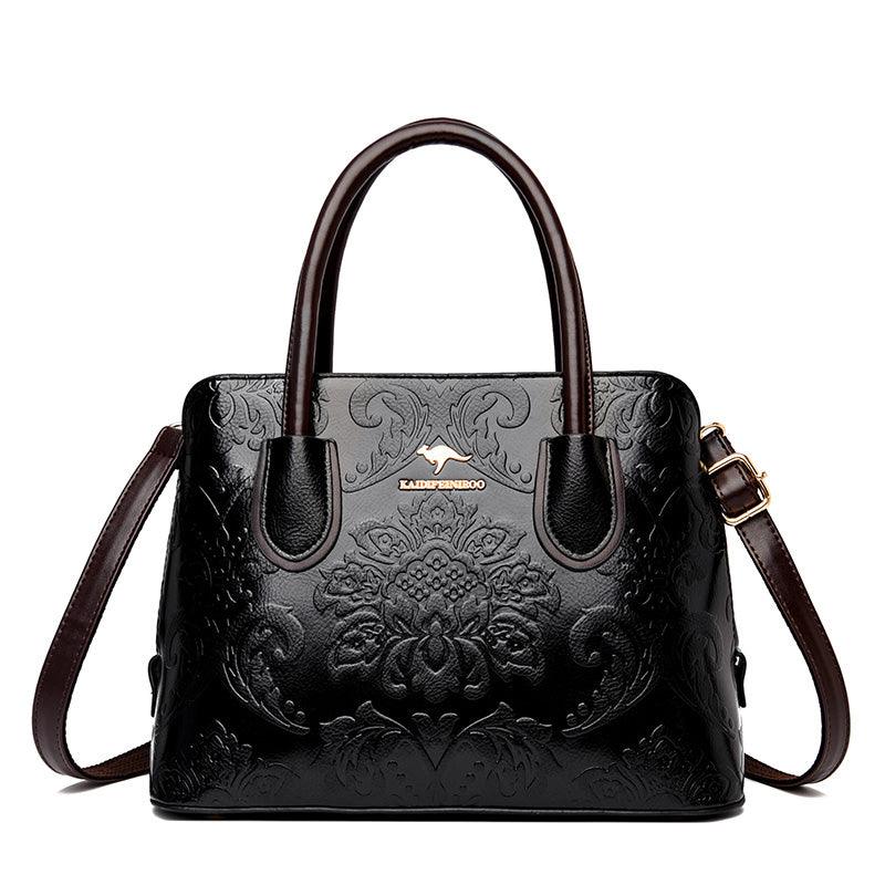 ethnic flower cowhide shoulder bag, view 12 - MRSLM