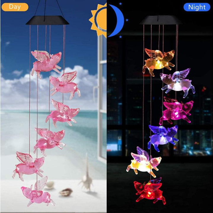 Outdoor Solar Wind Chime Lamp Hummingbird Butterfly Ball Wind Chime Garden Decoration - MRSLM