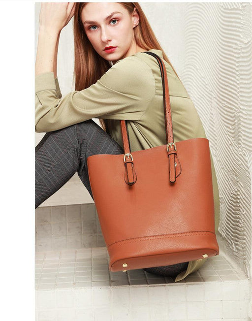 retro cowhide bucket shoulder bag - MRSLM
