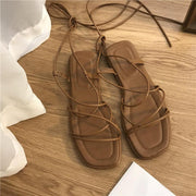 flat retro lace-up sandals, view 3 - MRSLM