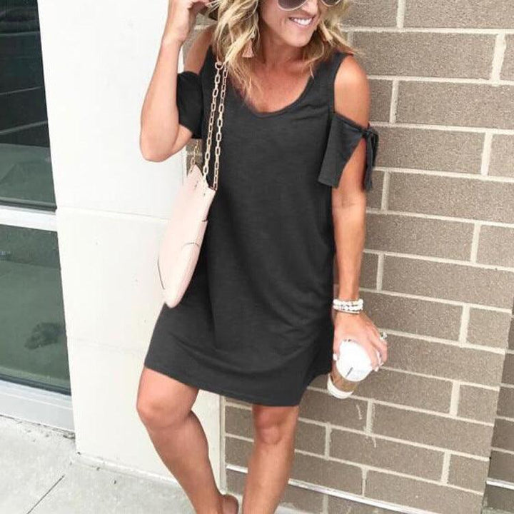 Fashion slim strapless solid color dress - MRSLM
