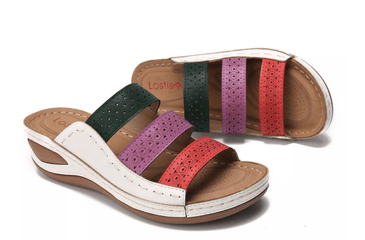 rainbow stitch hollow slippers, view 3 - MRSLM