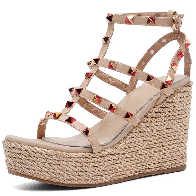 thick-soled rivet platform shoes, view 2 - MRSLM