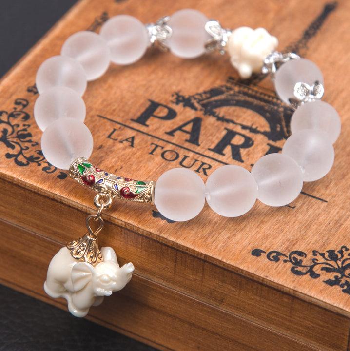crystal elephant charm bracelet, view 3 - MRSLM