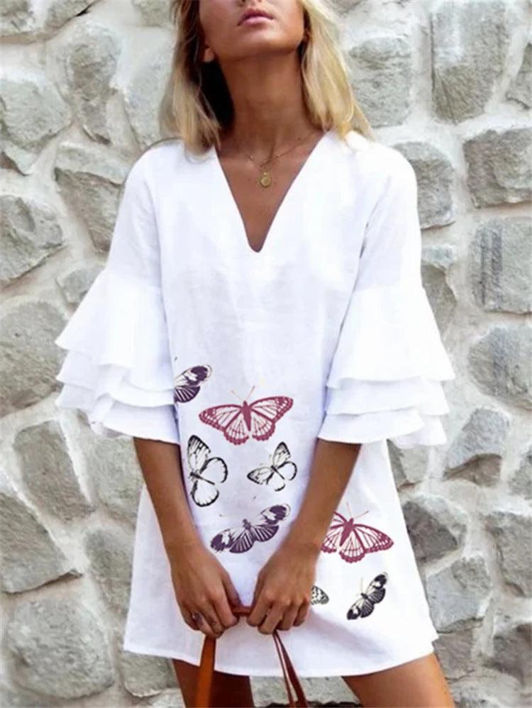 short dress with printed v-neck - MRSLM