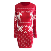 Christmas print tight-fitting dress, view 3 - MRSLM