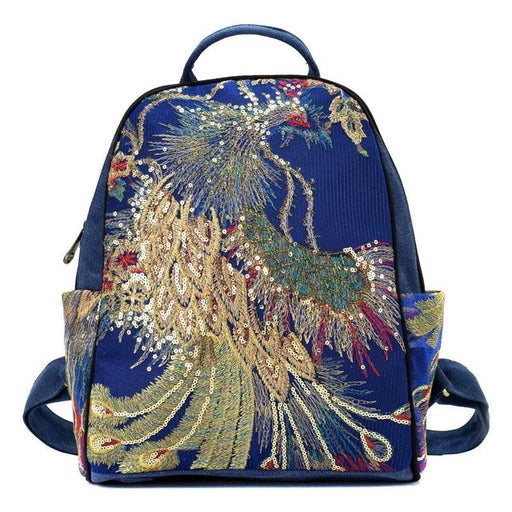 embroidered canvas women's backpack - MRSLM