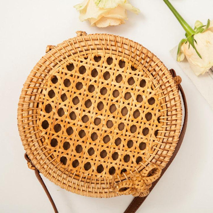 Natural PU small round straw bag - MRSLM