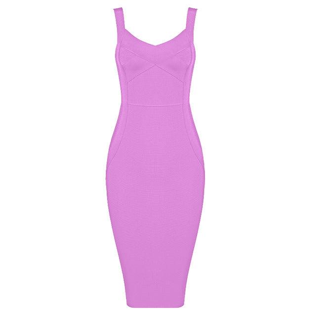 bodycon v-neck evening dress, view 8 - MRSLM