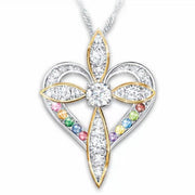 heart shaped cross pendant necklace, view 2 - MRSLM