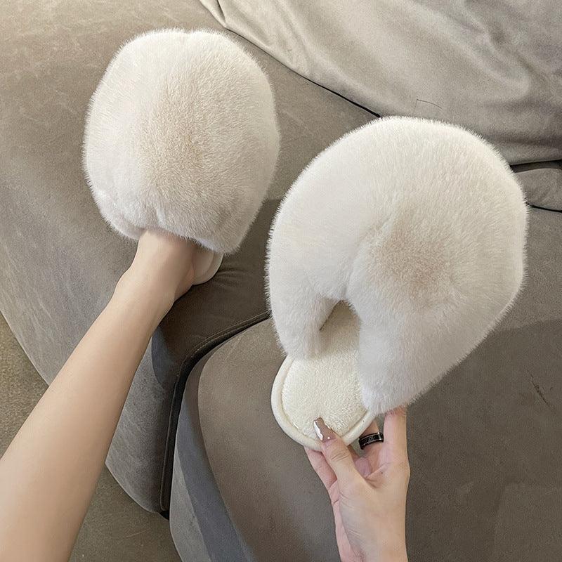 Ladies indoor plush warm slippers - MRSLM