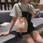 woven chain bucket handbag, view 4 - MRSLM