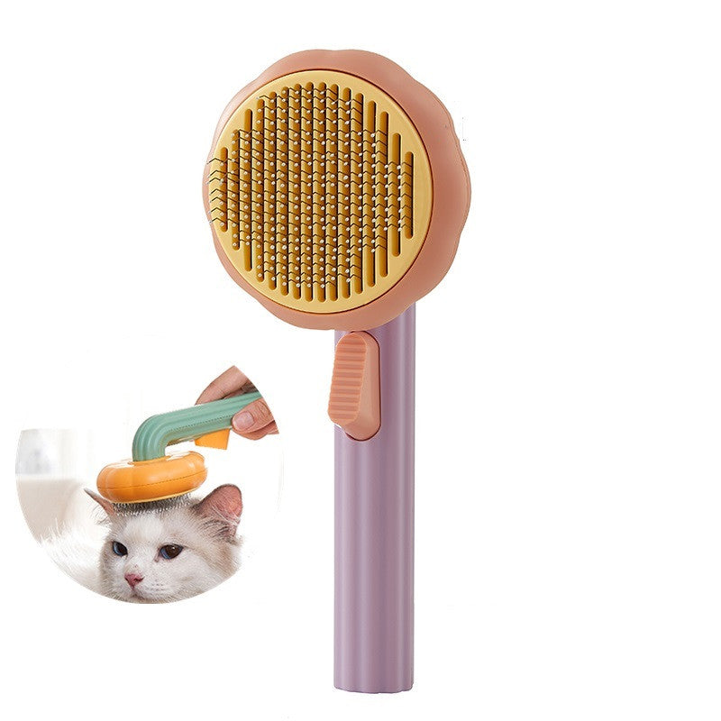 Pet Cat Brush Hand-held Self-cleaning Grooming Comb