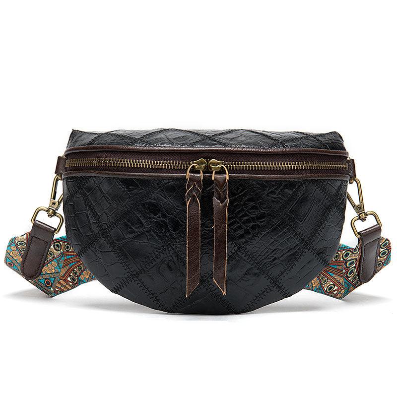leather ethnic stitching crossbody bag, view 13 - MRSLM