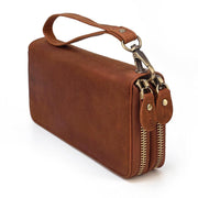 men's vintage double leather clutch bag, view 2 - MRSLM