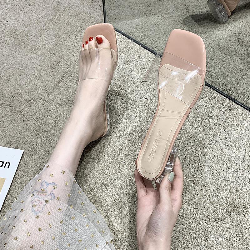 Women's thick heel half-drag mid-heel shoes - MRSLM