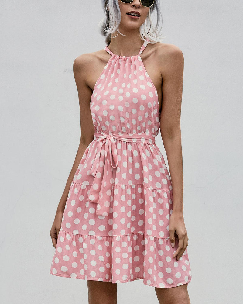 Women's polka dot print summer dress, view 3 - MRSLM