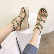 studded platform roman sandals, view 2 - MRSLM