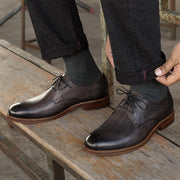 lace-up young men's cowhide leather shoes, view 3 - MRSLM
