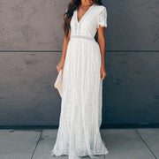 women's white lace maxi dress, view 2 - MRSLM