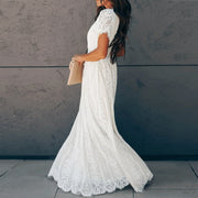 women's white lace maxi dress, view 3 - MRSLM