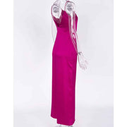 High-waisted maxi satin dress, view 6 - MRSLM