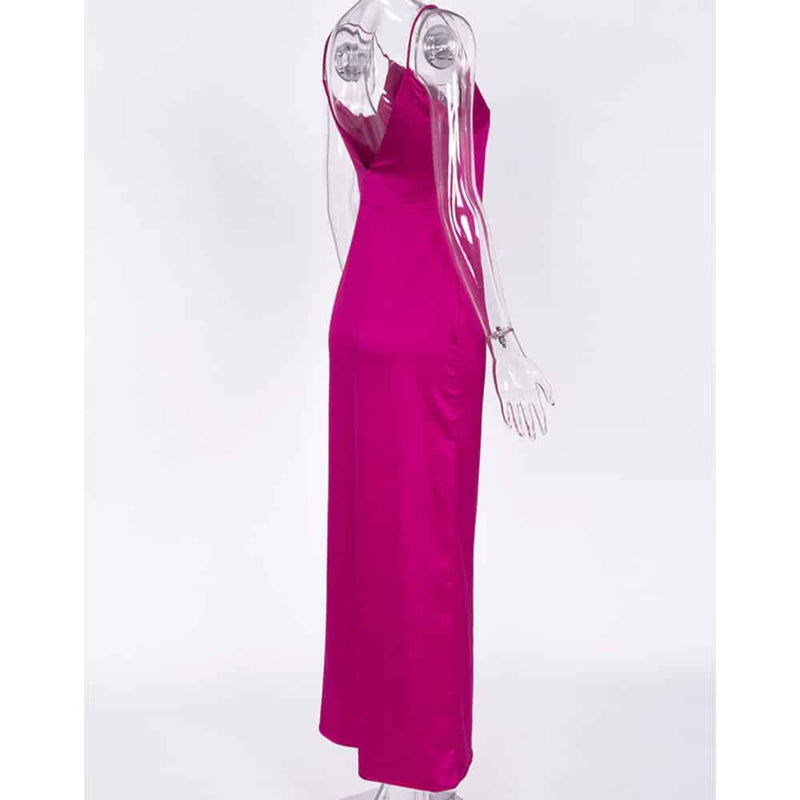High-waisted maxi satin dress, view 6 - MRSLM