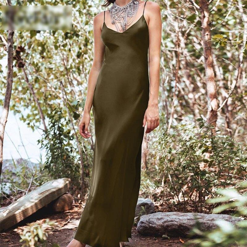 High-waisted maxi satin dress, view 4 - MRSLM