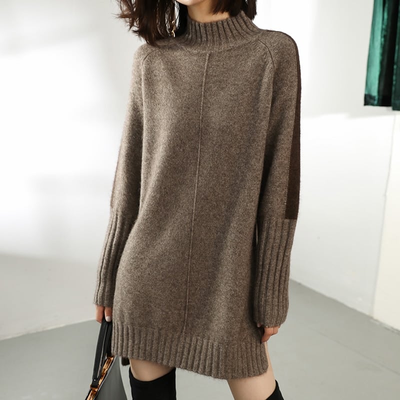 women's contrast sleeve knitted dress - MRSLM