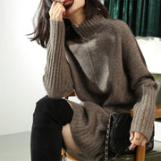 women's contrast sleeve knitted dress, view 8 - MRSLM