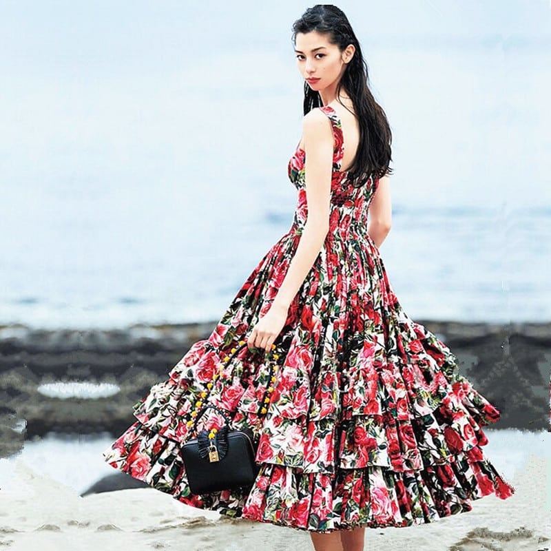 floral ball gown dress, view 3 - MRSLM