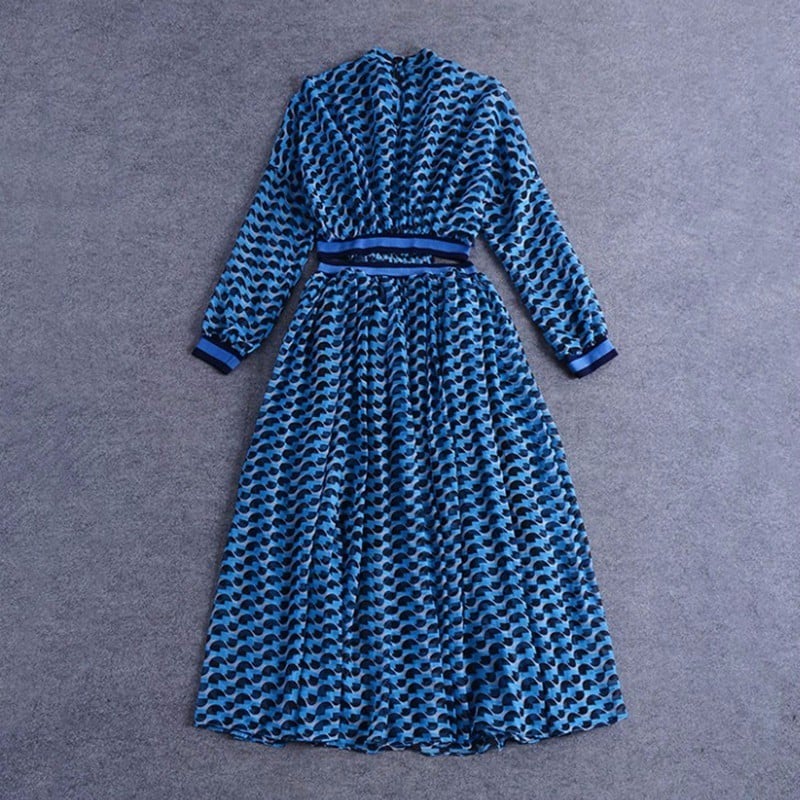 women's high waist patchwork long dress, view 5 - MRSLM