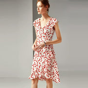 ruffled printed a-line dress, view 5 - MRSLM