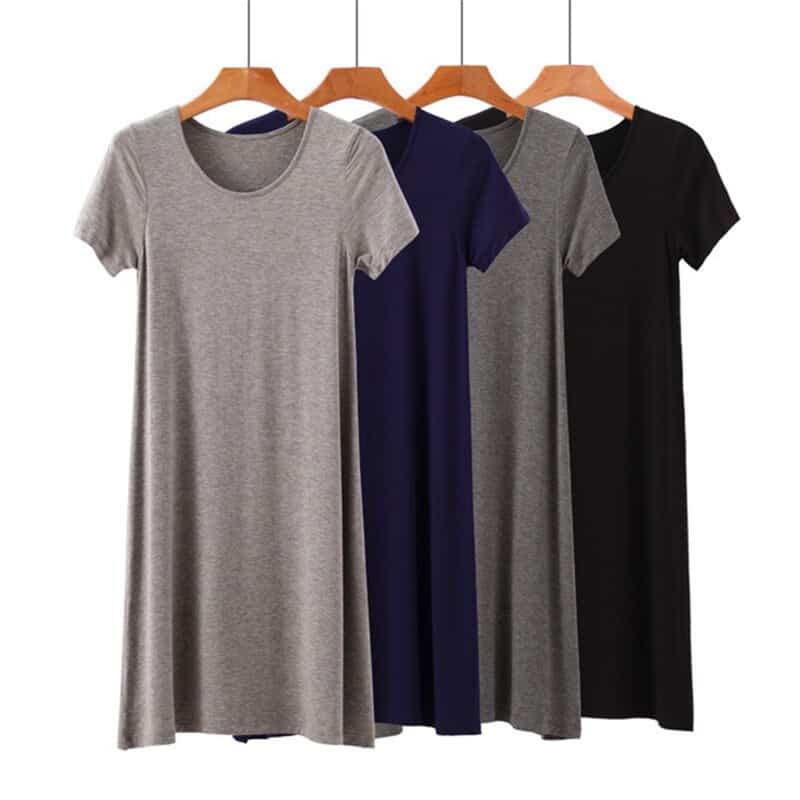 modal knitted T-shirt dress, view 16 - MRSLM