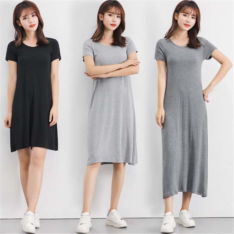 modal knitted T-shirt dress, view 14 - MRSLM