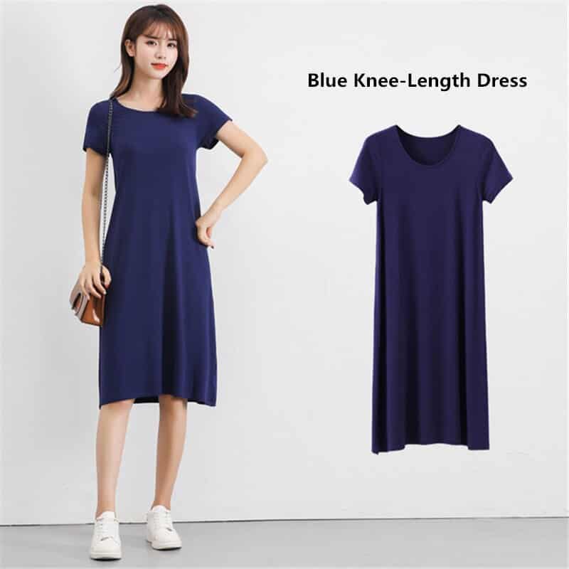 modal knitted T-shirt dress, view 2 - MRSLM